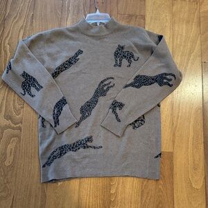 Claudia D. Brown Sweater Black Leopard Vintage lambs wool angora rabbit